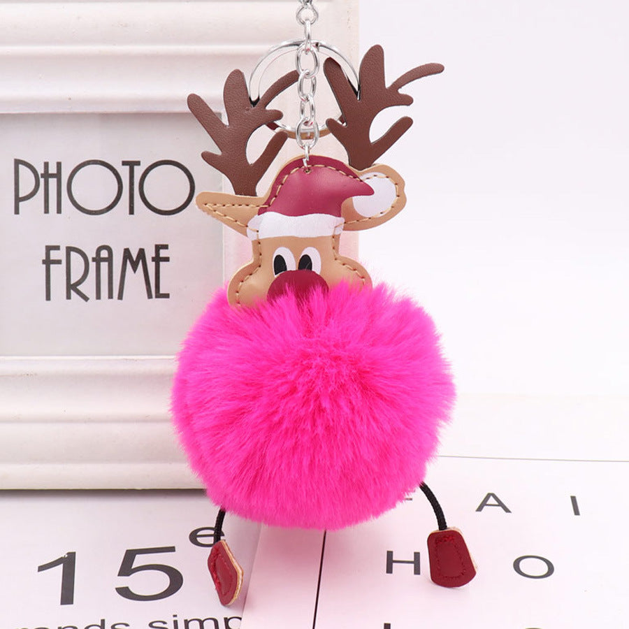 Wholesale Winter Christmas Deer Hairball Cute Elk Plush Keychains