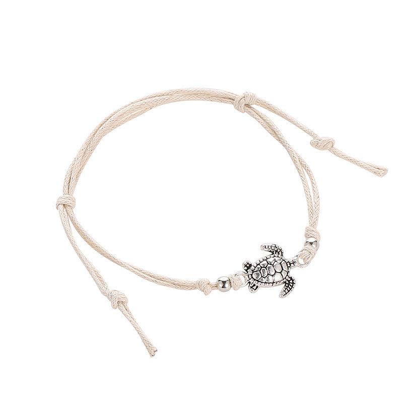 Wholesale Retro Handmade Turtle Anklet Antique Silver Beach Fashion Accessory Gift For Women