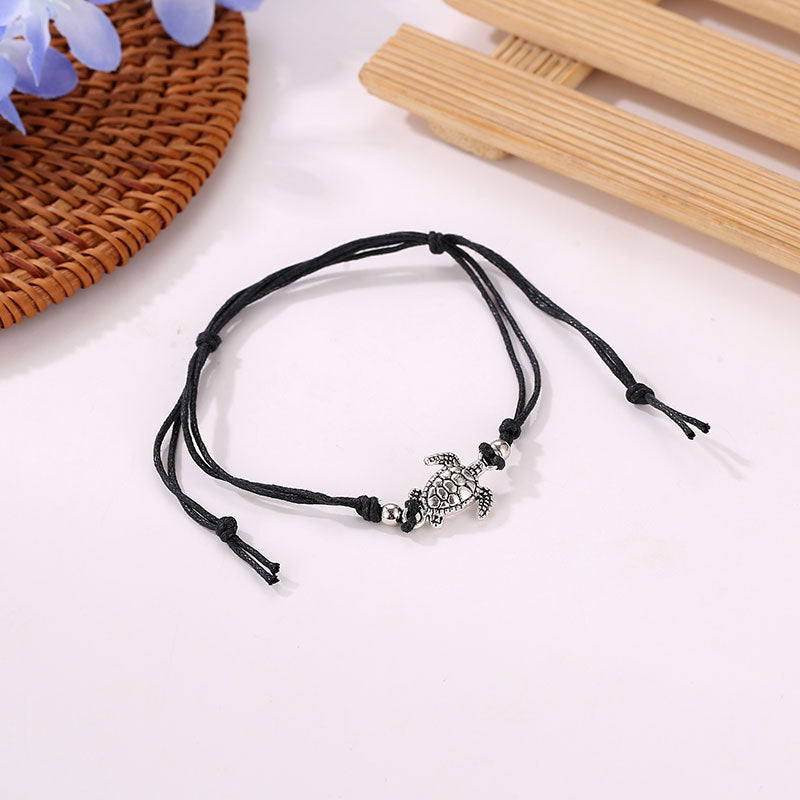Wholesale Retro Handmade Turtle Anklet Antique Silver Beach Fashion Accessory Gift For Women
