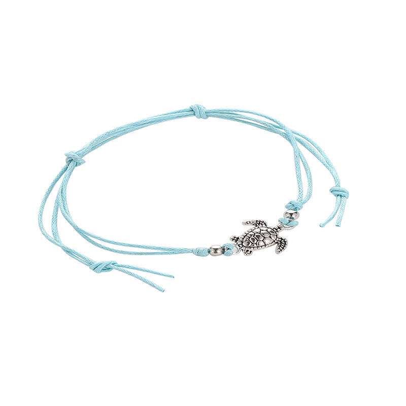 Wholesale Retro Handmade Turtle Anklet Antique Silver Beach Fashion Accessory Gift For Women