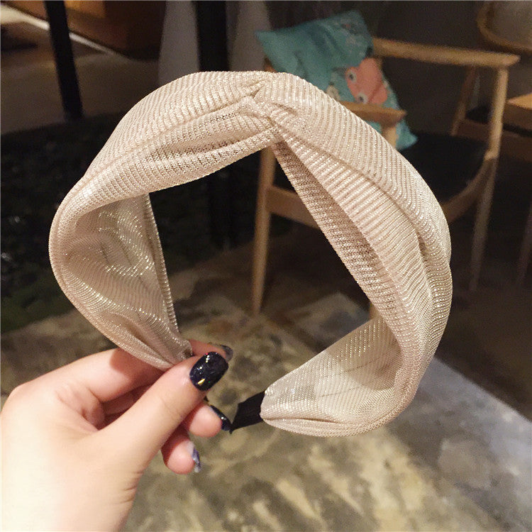 Wholesale Simple Wide Edge Cross Shiny Silk Fabric Headband
