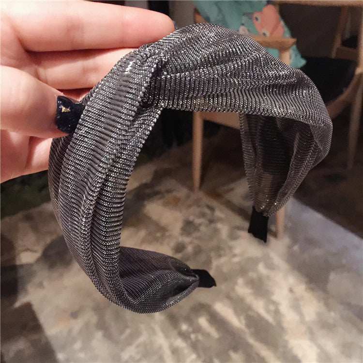 Wholesale Simple Wide Edge Cross Shiny Silk Fabric Headband