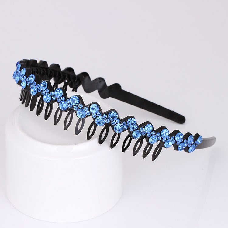 Wholesale Rhinestone Black Full Diamond Wave Fashion Headband