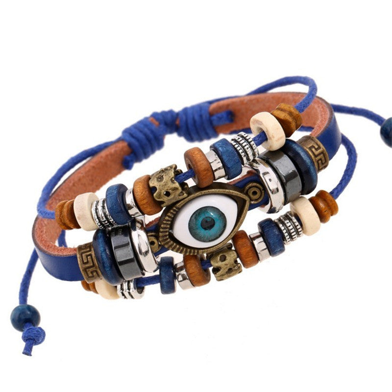 Wholesale Beaded Eyes Adjustable Male and Female Cortex Bracelet