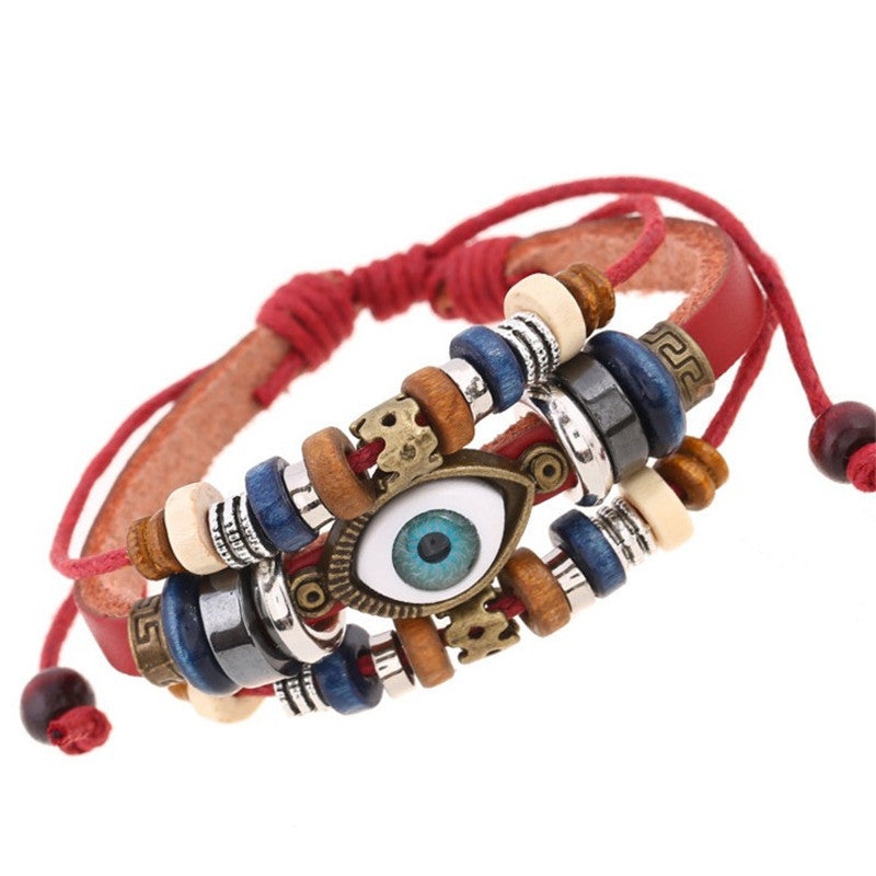 Wholesale Beaded Eyes Adjustable Male and Female Cortex Bracelet