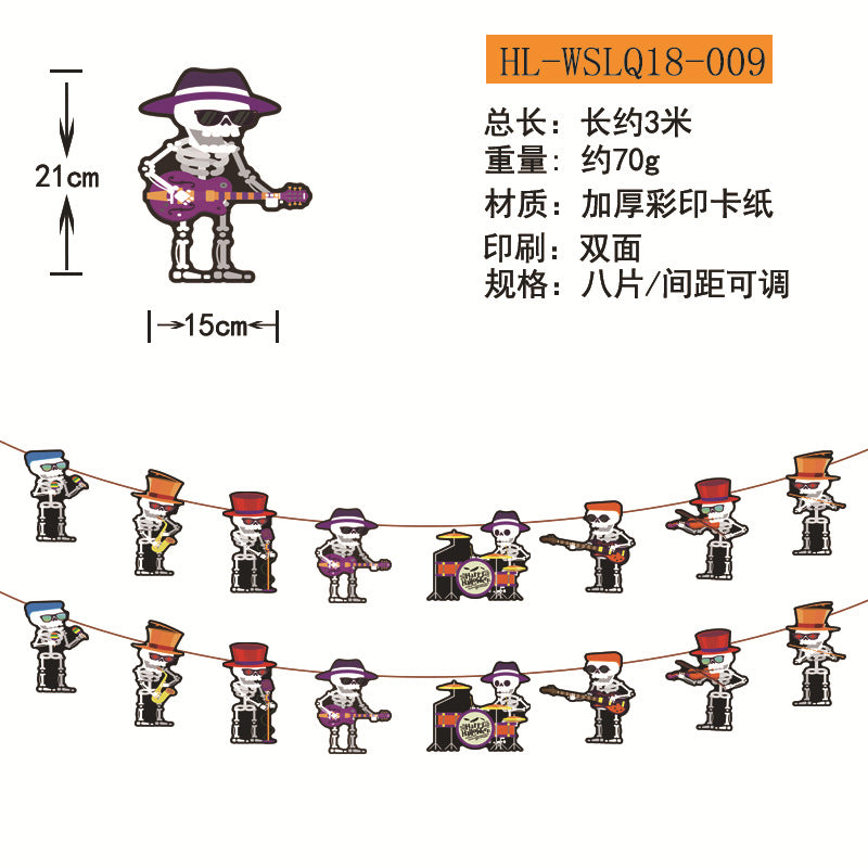 Wholesale  Flag Pendant Pumpkin Paper Flower Party Supplies Scene Layout  Decoration Triangle