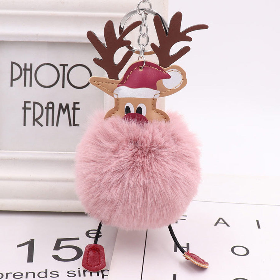 Wholesale Winter Christmas Deer Hairball Cute Elk Plush Keychains
