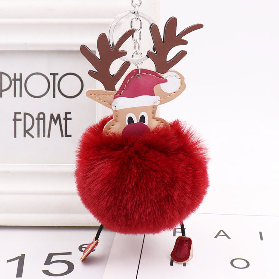 Wholesale Winter Christmas Deer Hairball Cute Elk Plush Keychains