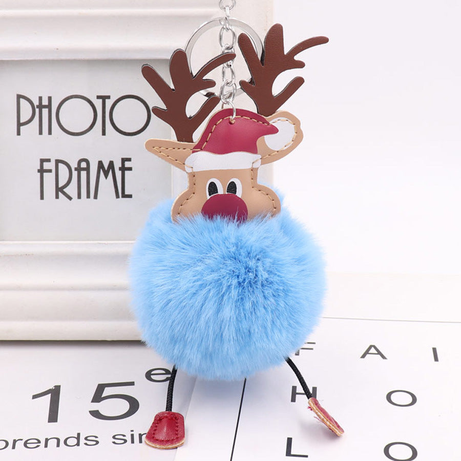 Wholesale Winter Christmas Deer Hairball Cute Elk Plush Keychains