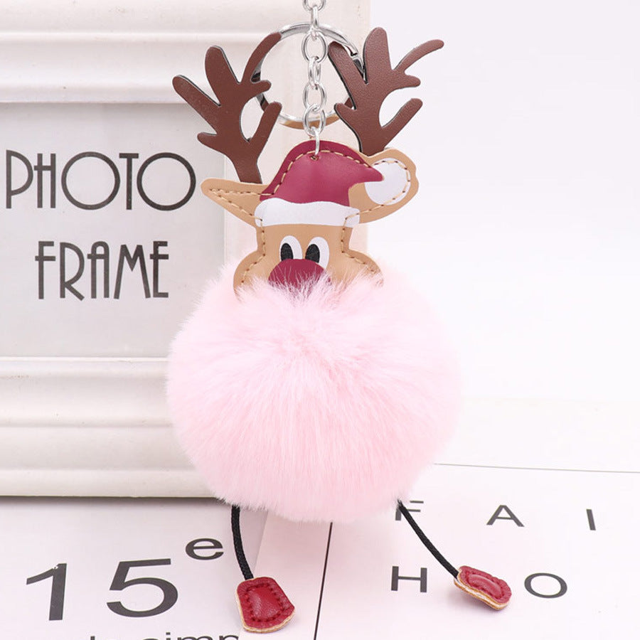 Wholesale Winter Christmas Deer Hairball Cute Elk Plush Keychains