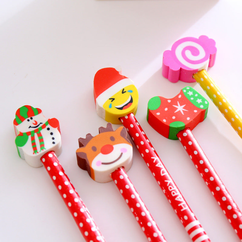 Wholesale Cartoon Christmas Wooden Pencil with Eraser