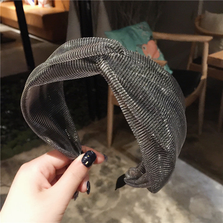 Wholesale Simple Wide Edge Cross Shiny Silk Fabric Headband