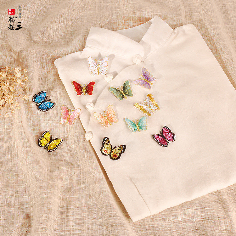 Wholesale Trendy Purple Butterfly Embroidered Patch Small Iron On Adhesive DIY Hat Decoration Resale Accessory