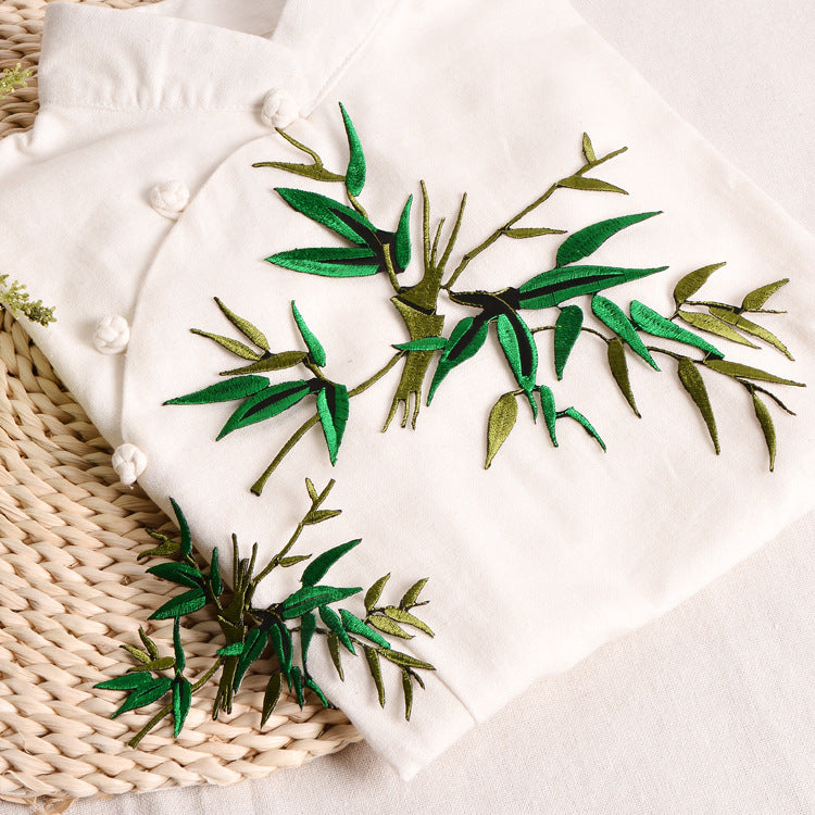 Wholesale Ethnic Bamboo Embroidery Patch Polyester Cotton Adhesive Backing Fashion Accessory For Clothing And Cheongsam Decor