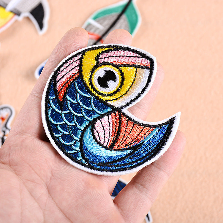 Wholesale DIY Embroidery Fabric Patches Fish Swallow Clothes Hat Accessories