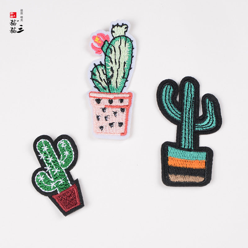 Wholesale DIY Embroidery Patches Cactus Clothes Hats Adhesive Accessories