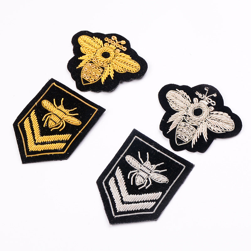 Wholesale DIY Hand Embroidered Indian Silk Cloth Patches Bee Badges Clothes Hats Accessories