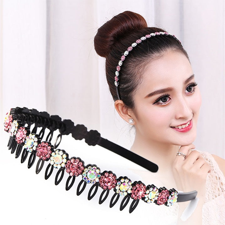 Wholesale Rhinestone Black Full Diamond Wave Fashion Headband