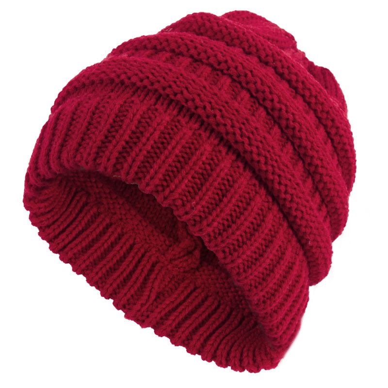 Wholesale Ponytail Knitted Woolen Hats Multi-color Pullover Hats