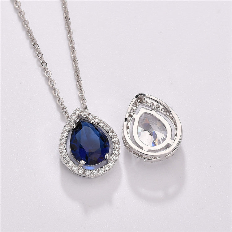 Wholesale Copper inlaid zircon teardrop necklace