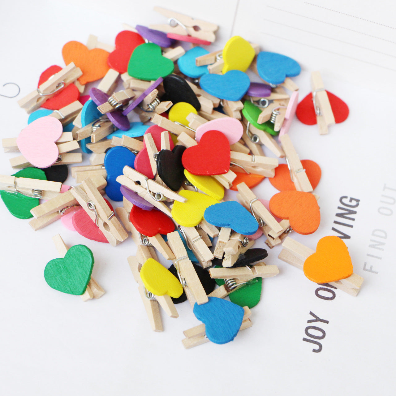 Wholesale 3cm Mini Photo Clip Colorful Heart Decoration Small Wooden Clip