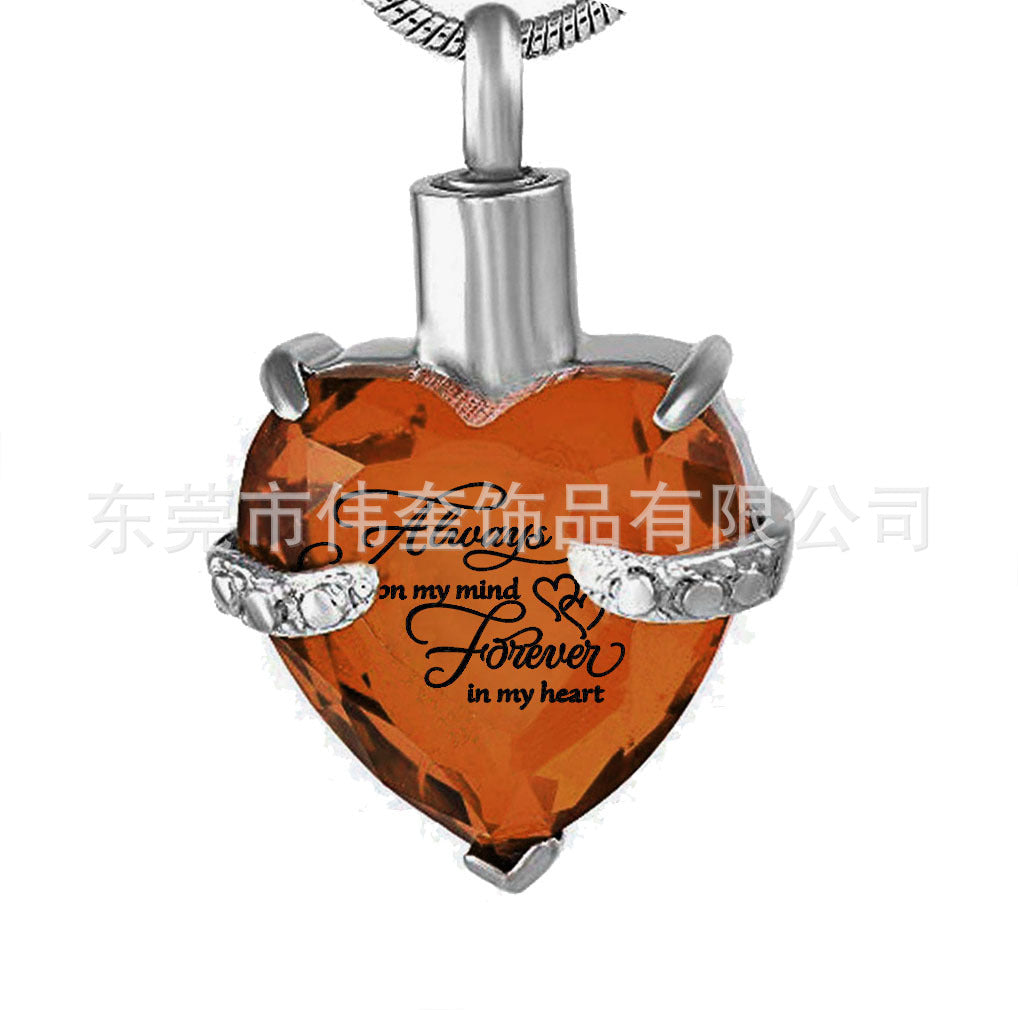 Wholesale Love Glass Bone Ash Commemorative Titanium Steel Necklace