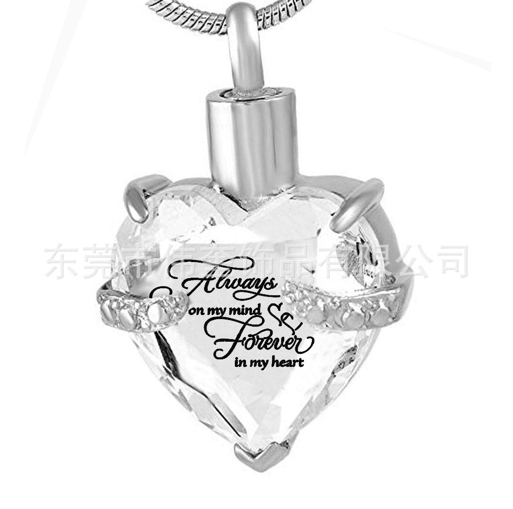 Wholesale Love Glass Bone Ash Commemorative Titanium Steel Necklace