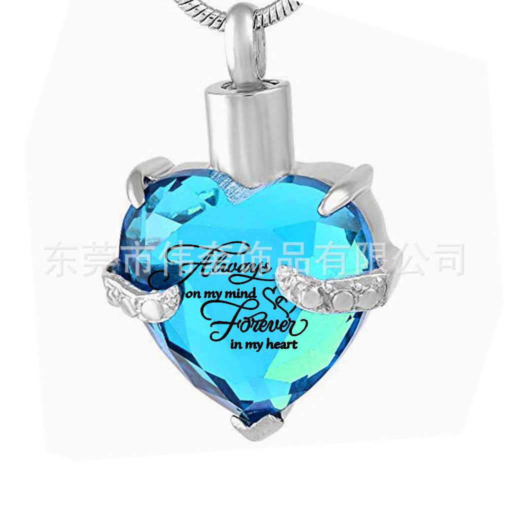 Wholesale Love Glass Bone Ash Commemorative Titanium Steel Necklace
