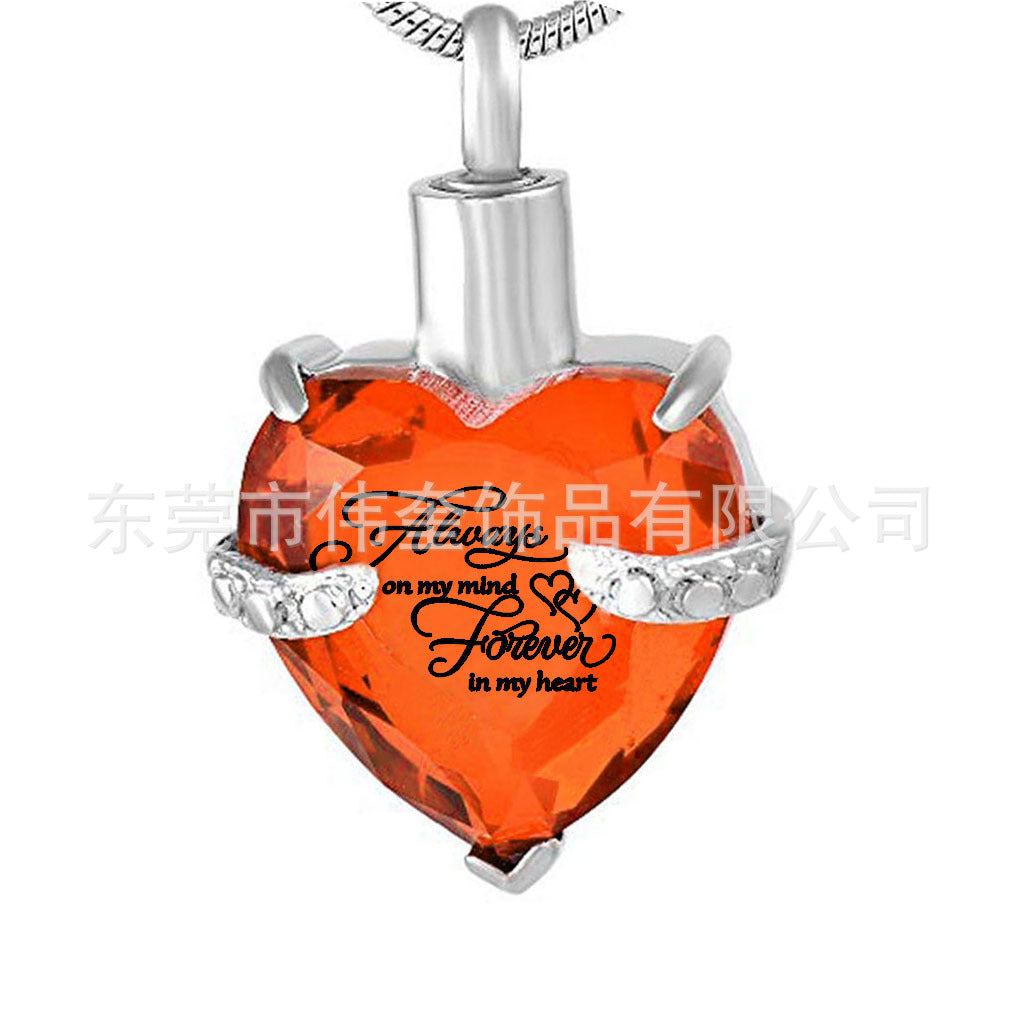 Wholesale Love Glass Bone Ash Commemorative Titanium Steel Necklace