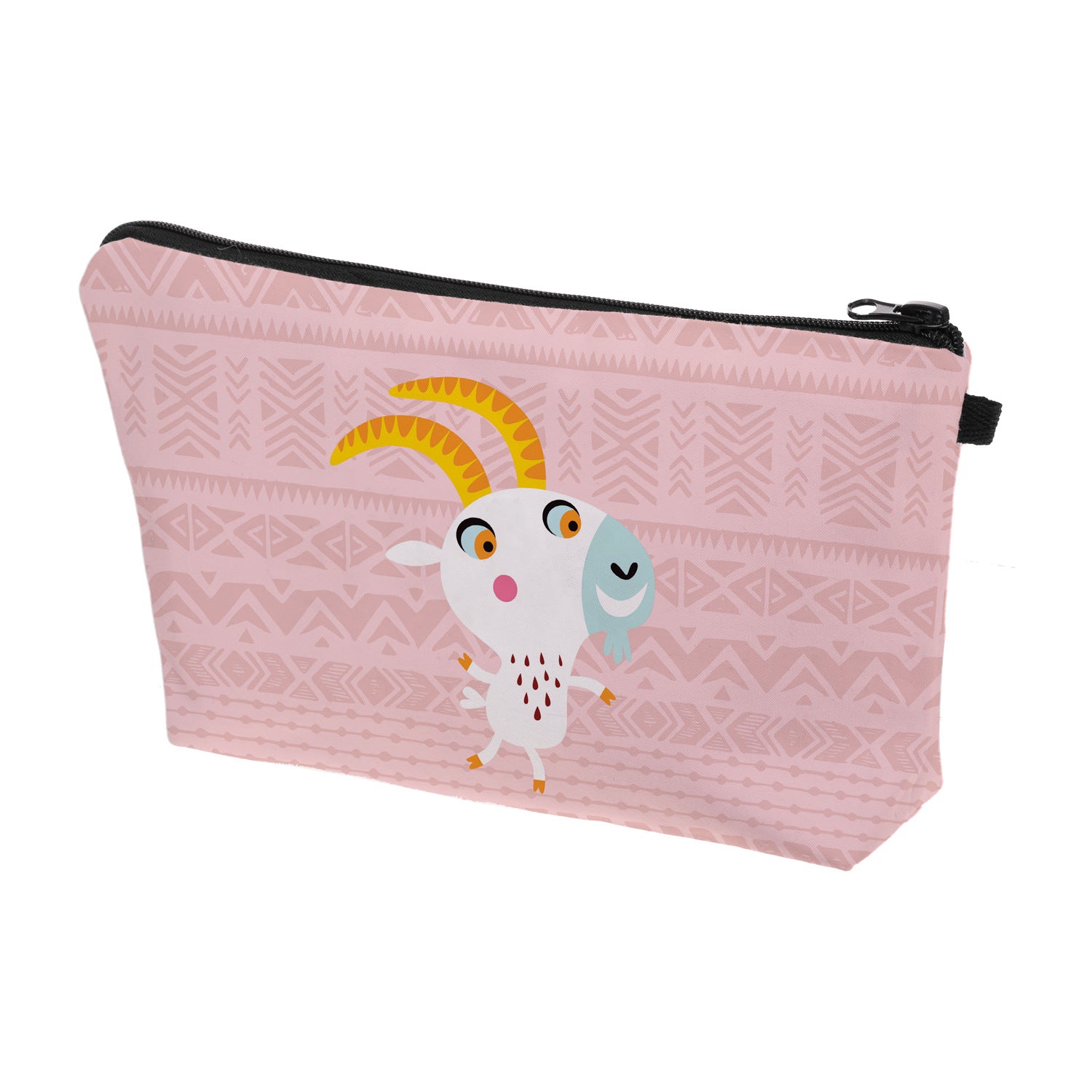 Wholesale Polyester Cartoon Goat Aztec Pattern Cosmetic Bag