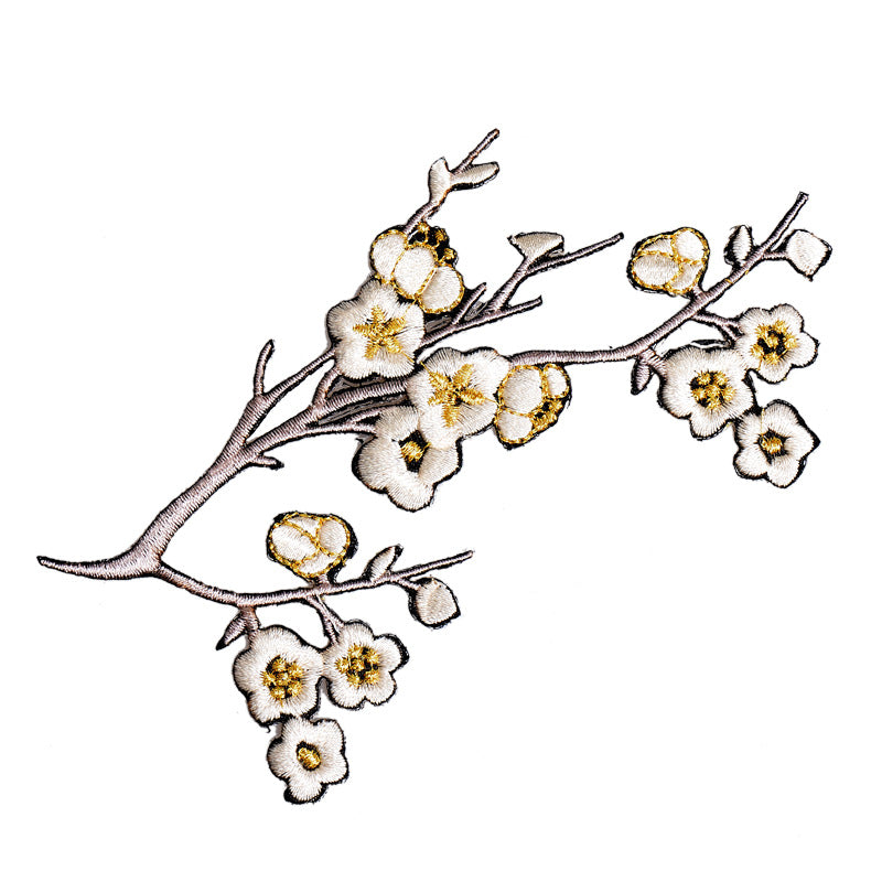 Wholesale DIY Gold Thread Embroidery Fabric Adhesive Patch Flower Clothes Hat Accessories