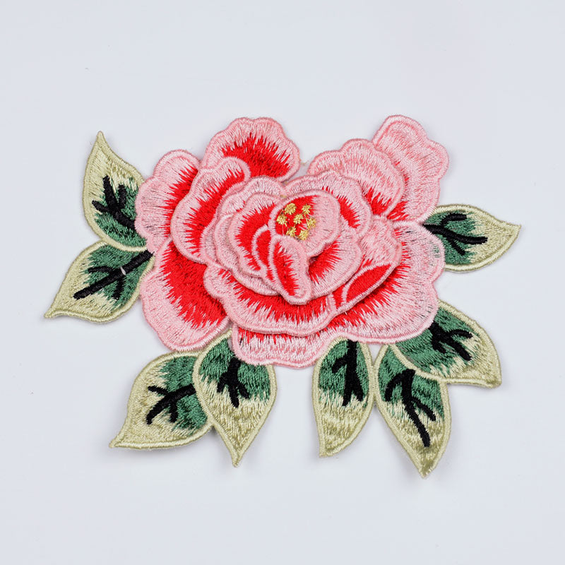 Wholesale Large Water Soluble Embroidered Peony Flower Patch Chinese Style Clothing Applique DIY Craft Supply
