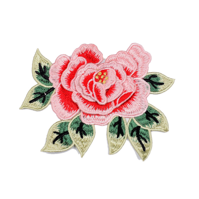 Wholesale Large Water Soluble Embroidered Peony Flower Patch Chinese Style Clothing Applique DIY Craft Supply