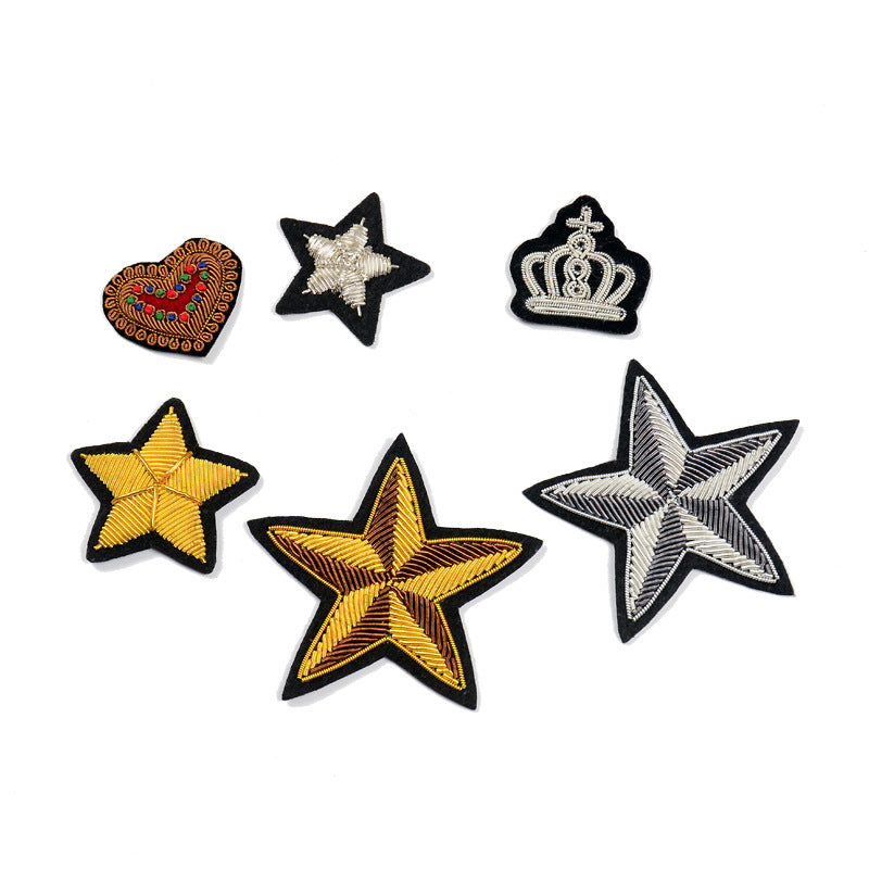 Wholesale DIY Hand Embroidered Indian Silk Cloth Badge Epaulettes Star Hat Clothes Decoration