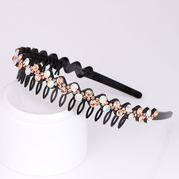 Wholesale Rhinestone Black Full Diamond Wave Fashion Headband