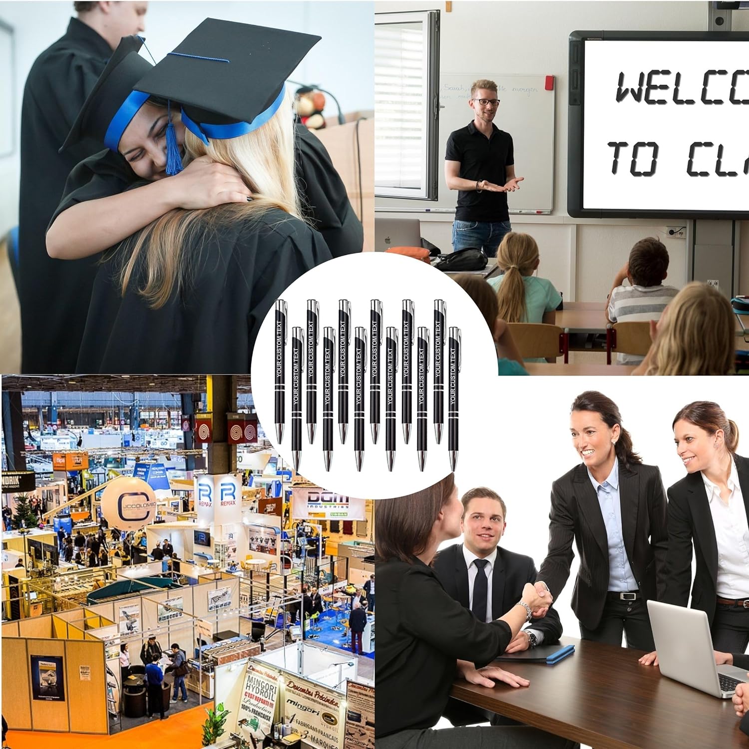 Wholesale 100pcs Multicolor Custom Ballpoint Pens with Custom Text MOQ200pcs