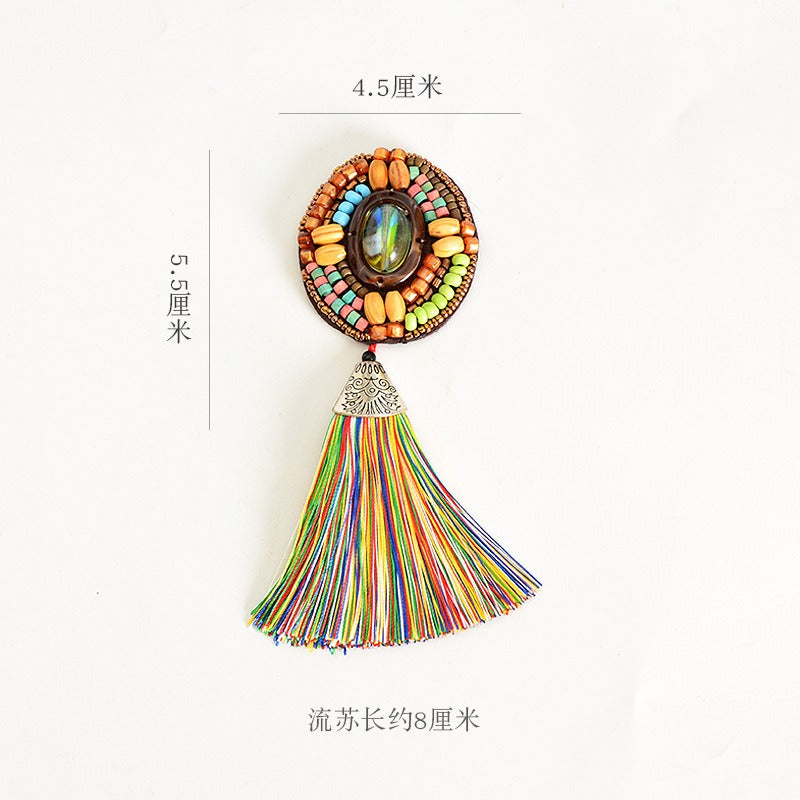 Wholesale DIY Handmade Beaded Cloth Patch Bohemian Tassel Hat Clothing Decoration