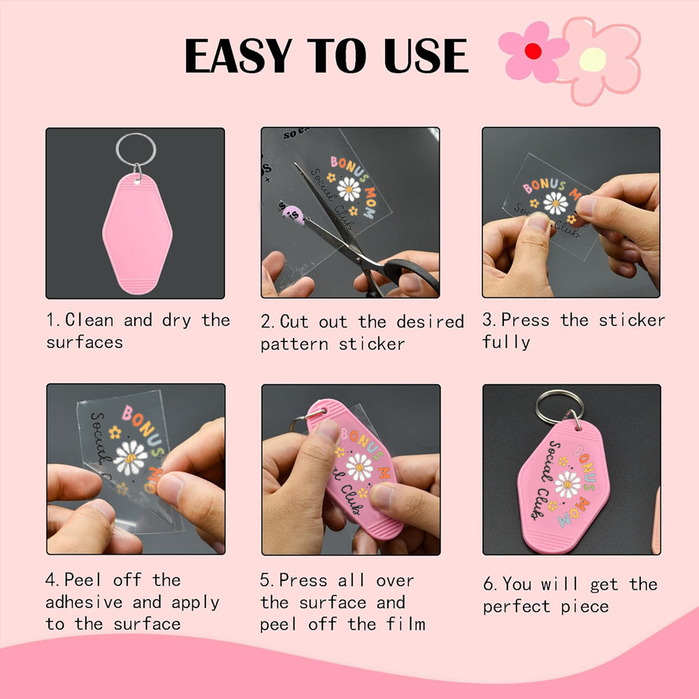 Wholesale 10/20/50/100pcs UV DTF Wrap & Cartoon Random Keychain Stickers