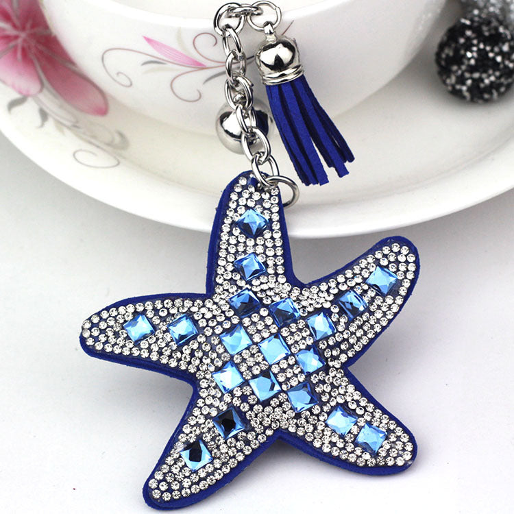 Wholesale Velvet Glass Diamond Starfish Keychains