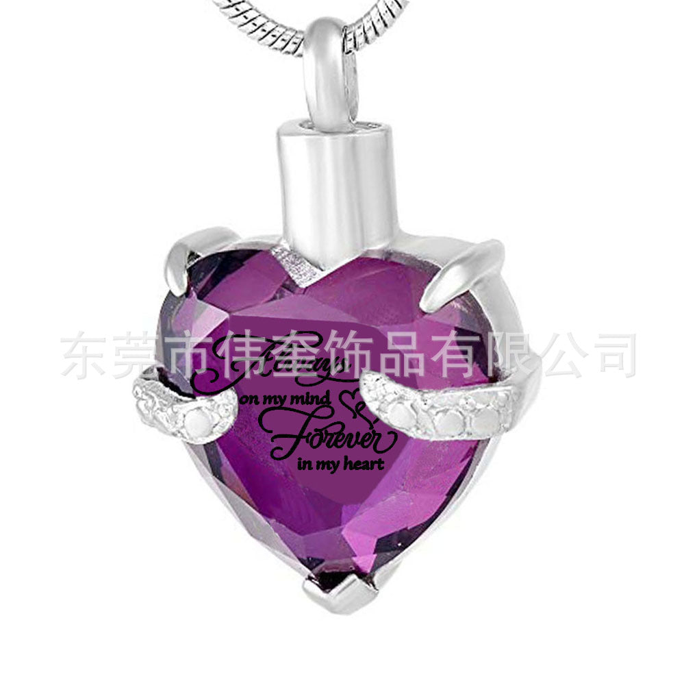 Wholesale Love Glass Bone Ash Commemorative Titanium Steel Necklace