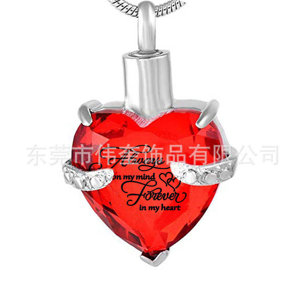 Wholesale Love Glass Bone Ash Commemorative Titanium Steel Necklace