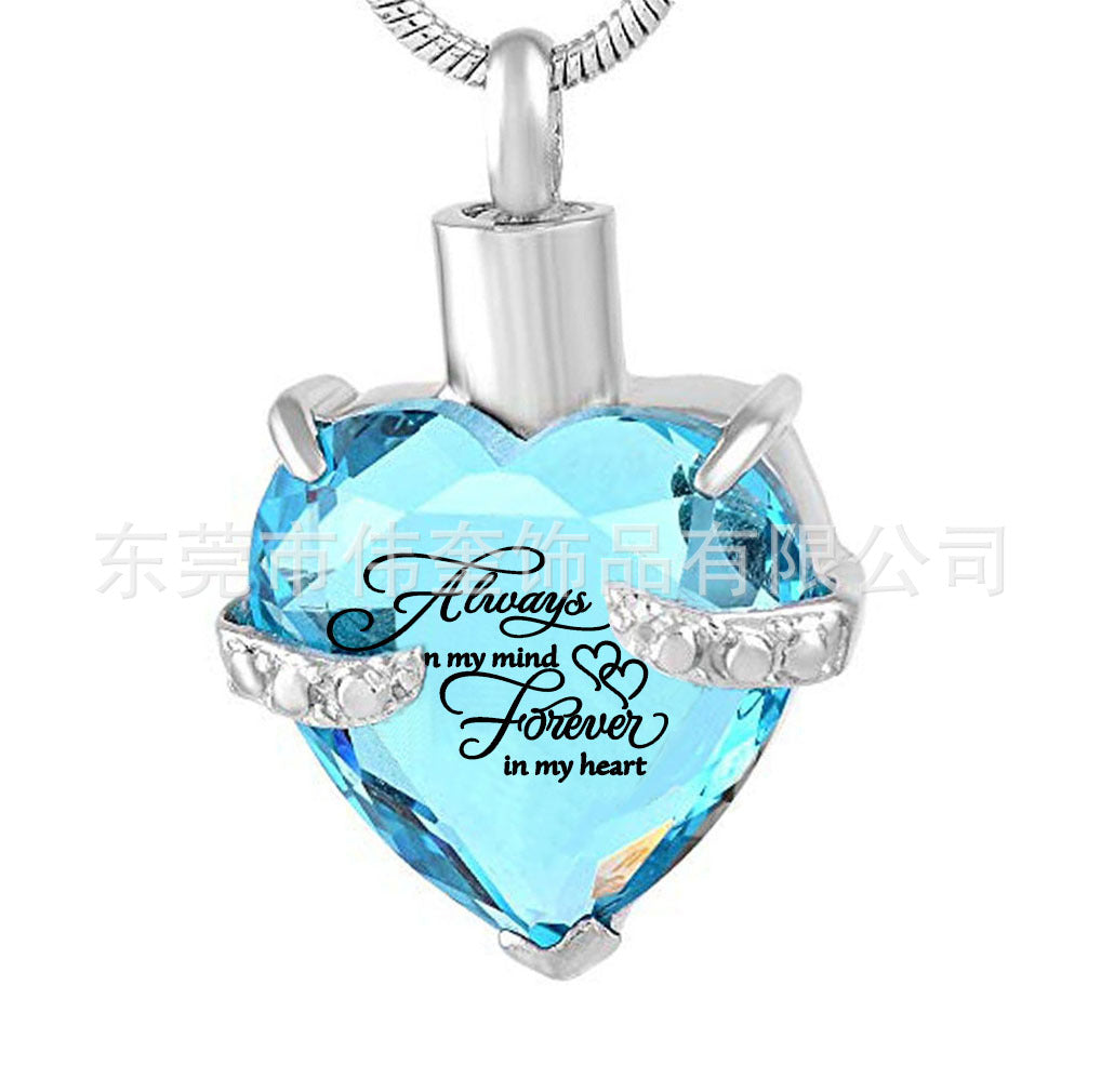 Wholesale Love Glass Bone Ash Commemorative Titanium Steel Necklace