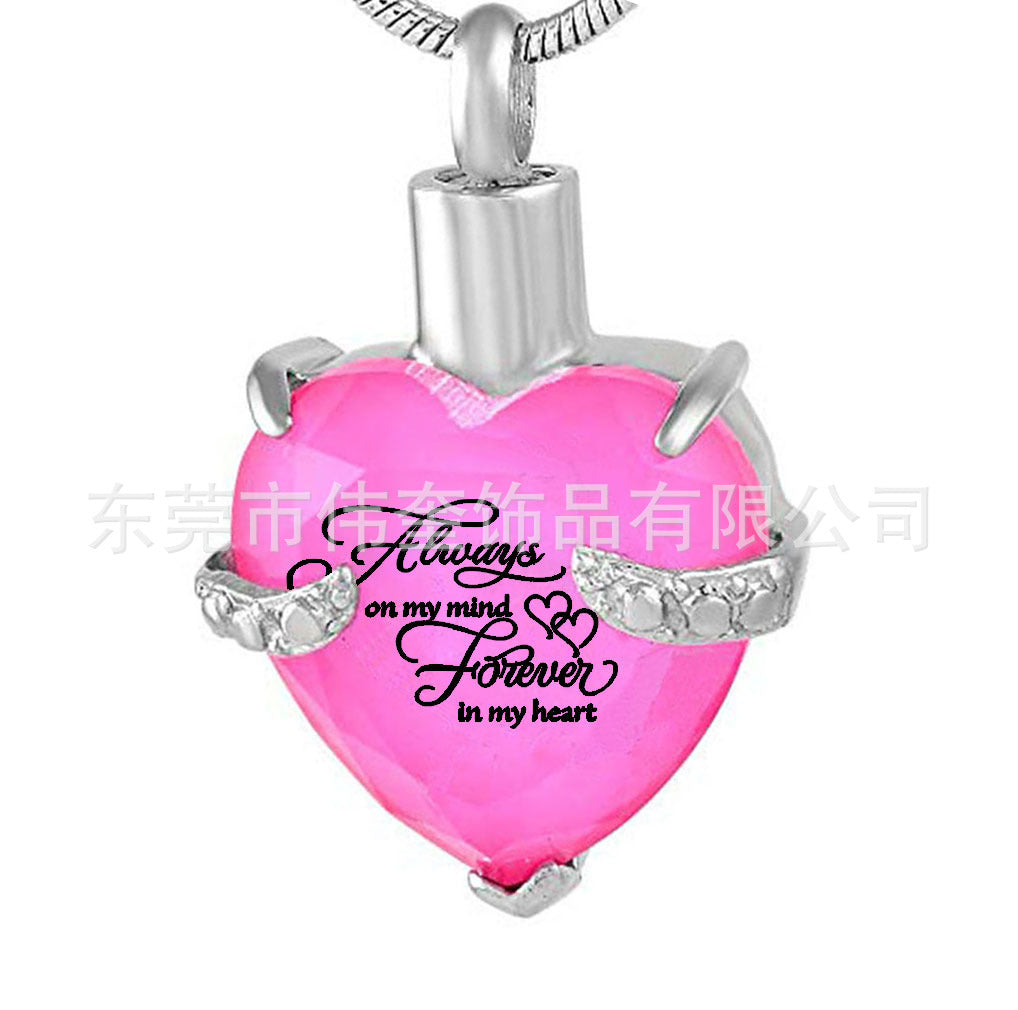 Wholesale Love Glass Bone Ash Commemorative Titanium Steel Necklace