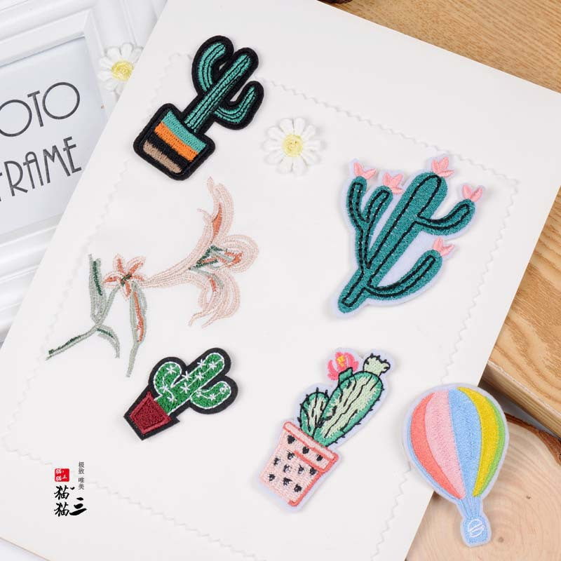 Wholesale DIY Embroidery Patches Cactus Clothes Hats Adhesive Accessories
