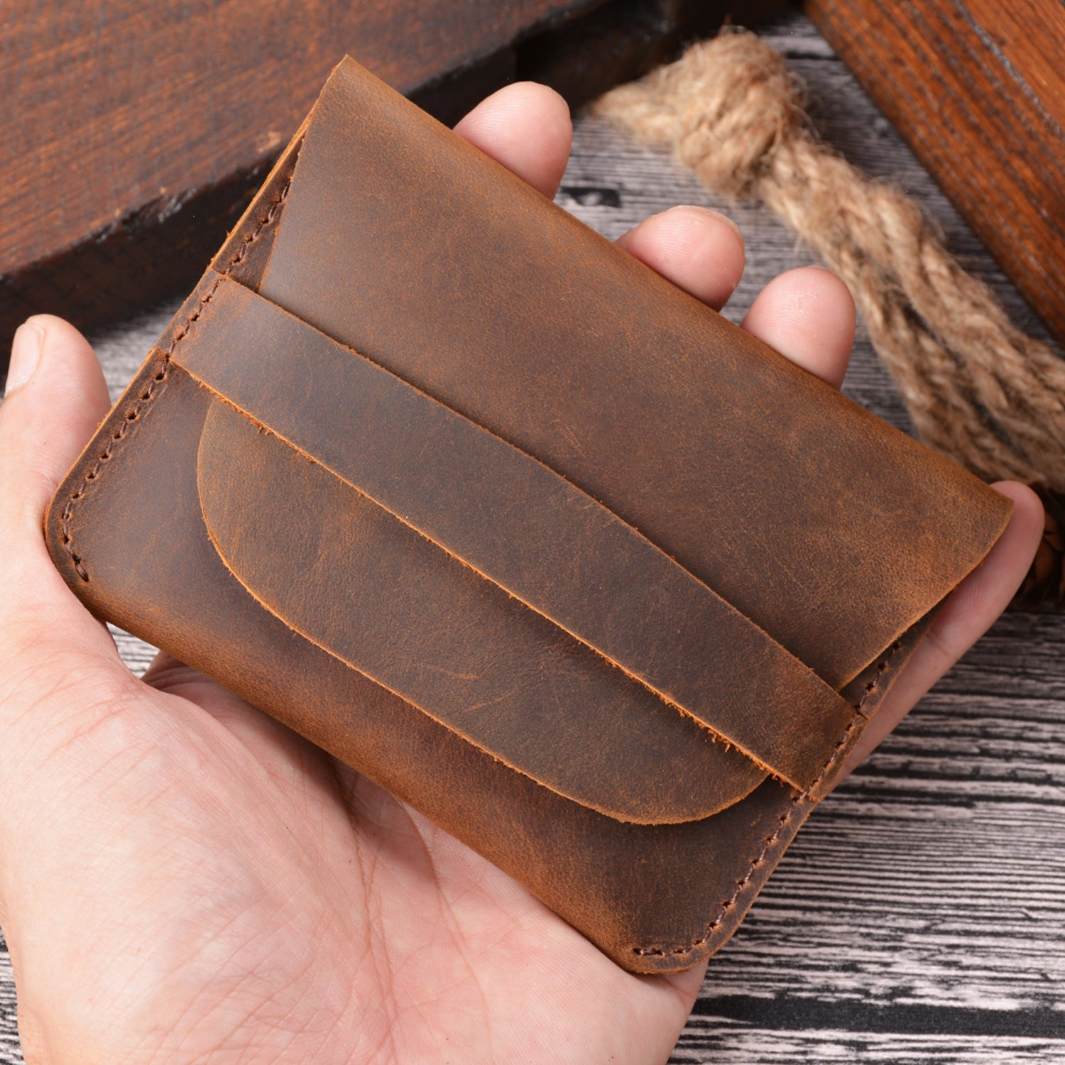 Wholesale Retro -header Leather Card Clip Storage Coin Purse