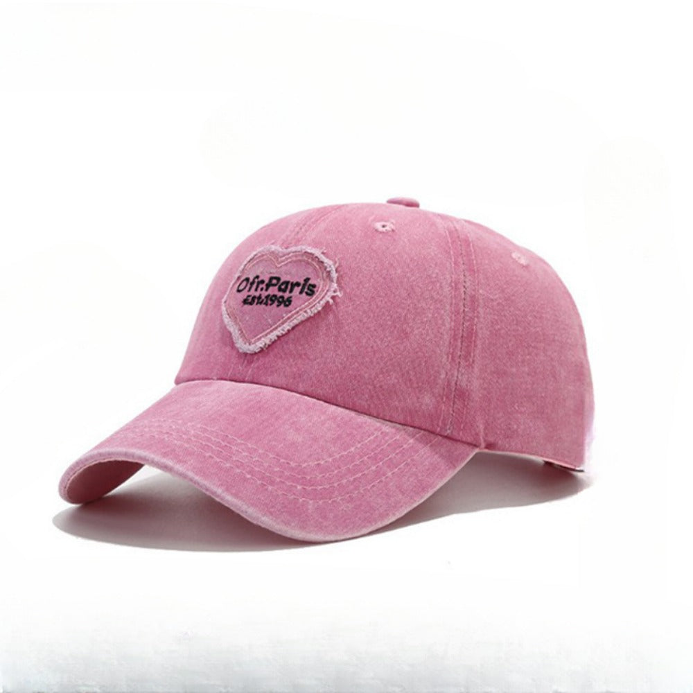 Wholesale Fashion Pink Love Embroidered Washed Baseball Cap