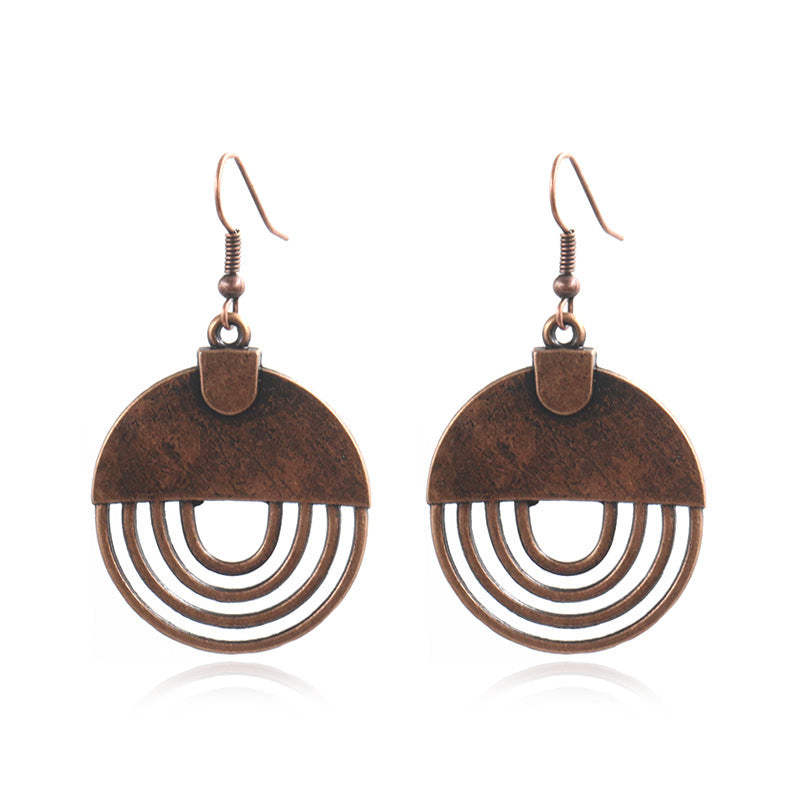 Wholesale Geometric Hollow Oval Alloy Pendant Earrings