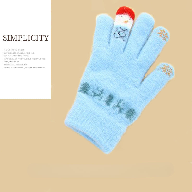Wholesale Autumn and Winter Christmas Snowman Touch Screen Imitation Cashmere Cycling Plush Thickened Gloves