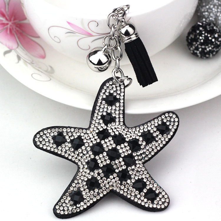 Wholesale Velvet Glass Diamond Starfish Keychains
