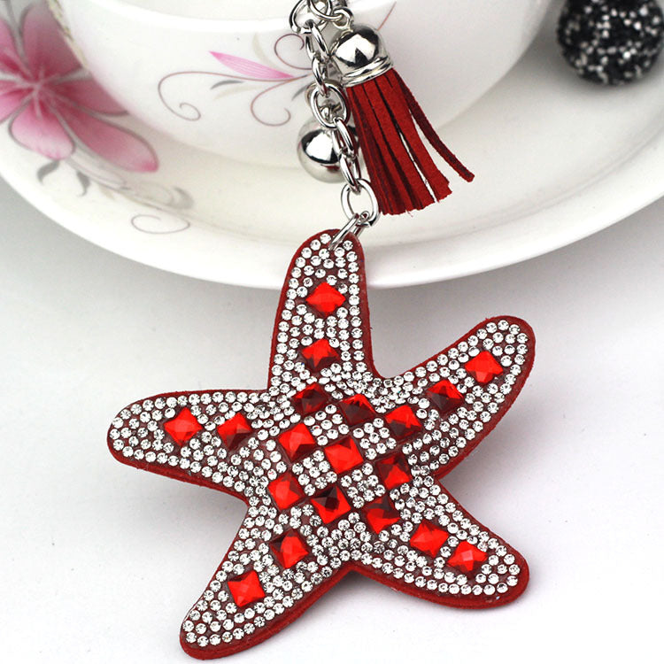 Wholesale Velvet Glass Diamond Starfish Keychains
